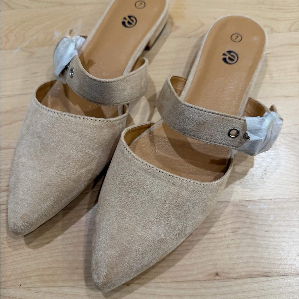 Amazon Beige Suede Women's Sandals with Buckle Accent